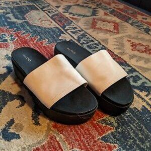 ALDO mule flatform Slides Women's black & white